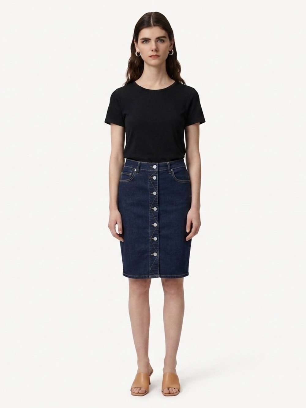 𝅺All Saints Button Front Denim Jean Skirt Size 8 Casual